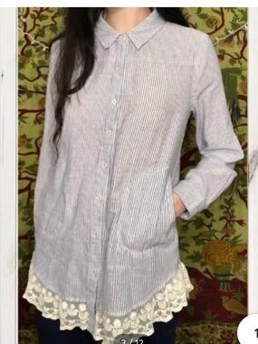 Umgee button down shirt with lace size small